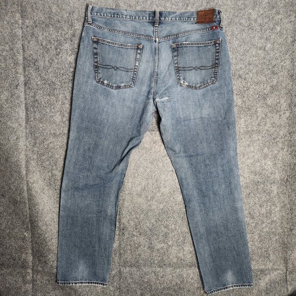 Lucky Brand 121 Heritage Slim Mens Jeans 38x32 Medium Wash Blue Distressed Denim - Picture 2 of 6